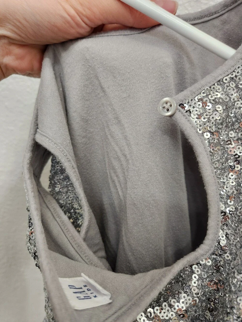 Sparkle Sequin Mesh Party Dress Girls - Silver Gray Sz 6/7 Small Gap Kids